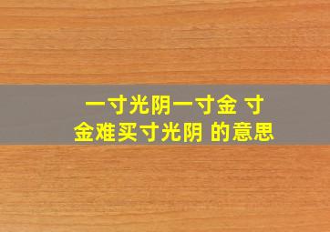 一寸光阴一寸金 寸金难买寸光阴 的意思